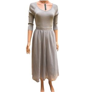 Vero Moda Chic Light Gray 3/4 Sleeve Dress Large